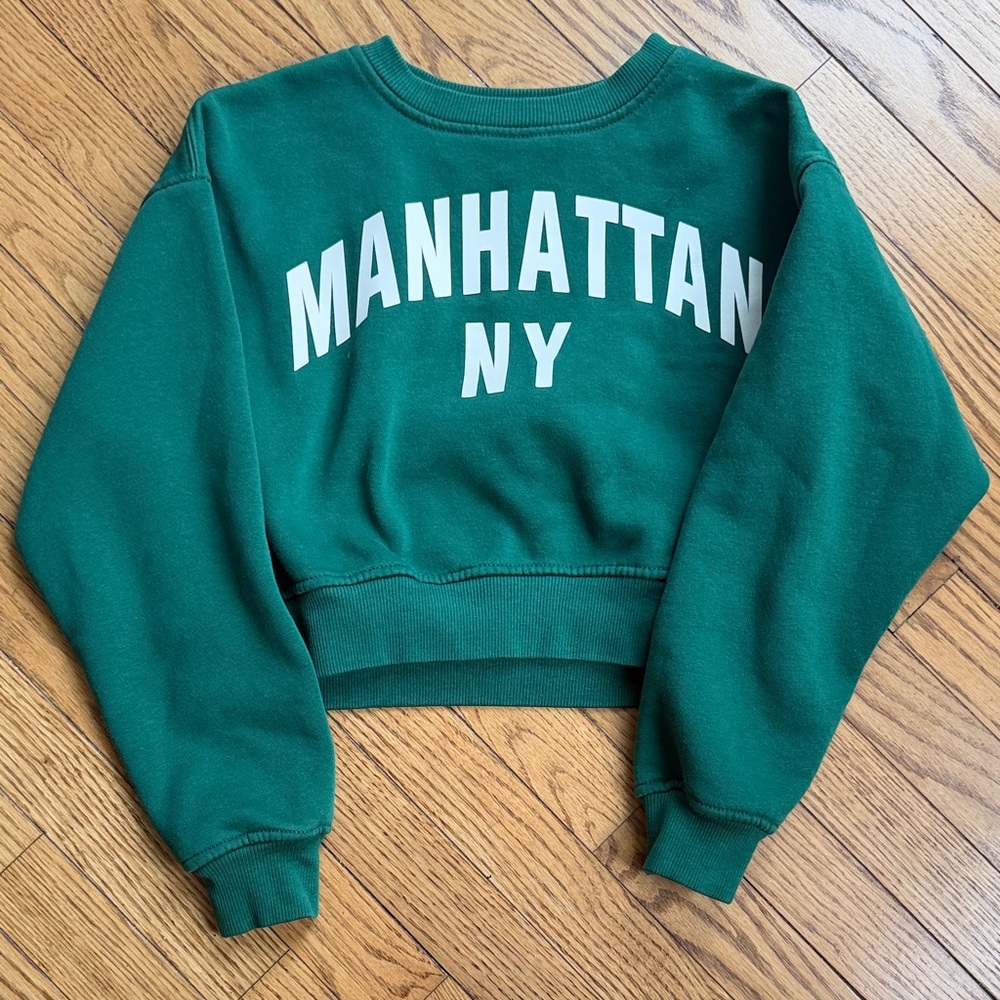 Zara kids Green Manhattan NY Crew Neck Sweatshirt